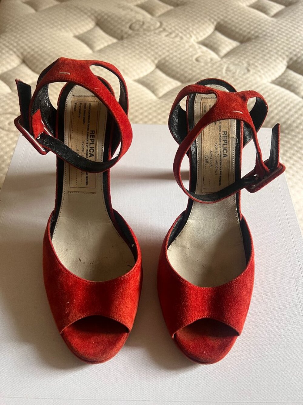 MARGIELA RED SUEDE HEELS